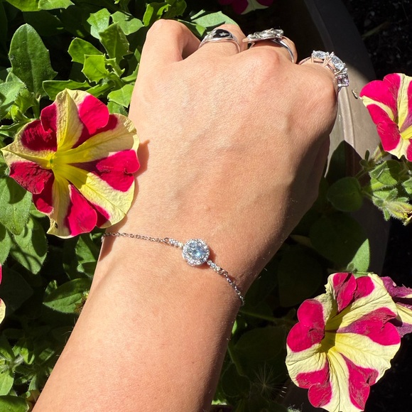 Moissanite Bracelet 1 CT Center Stone 925 Sterling Silver Platinum Plated Chain - Picture 6 of 14